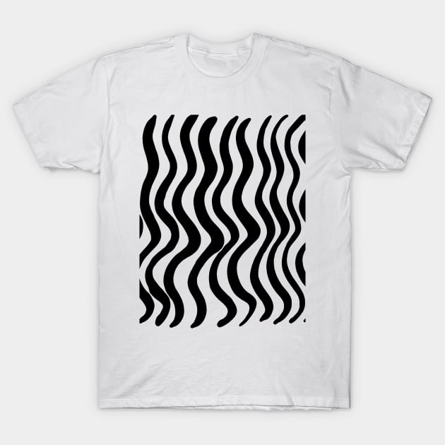 Wavy lines - black and white T-Shirt by wackapacka